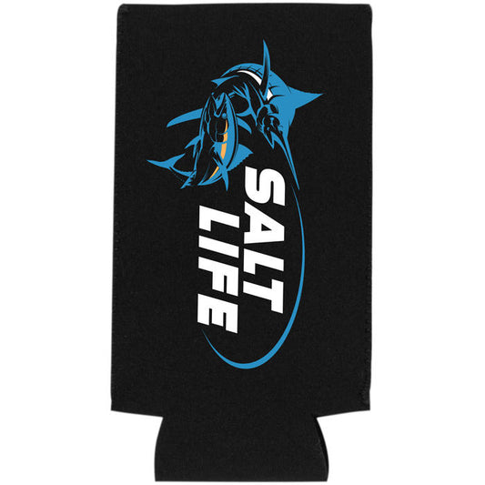 Salt Life, Reel Time, Skinny Can Koozie, Black