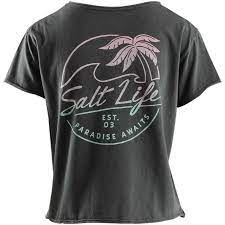 Salt Life Women's Smooth Paradise Boxy Crop Pocket SS Tee,