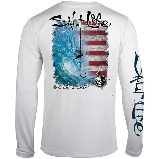 Salt Life Men's Respect Allover Long Sleeve SLX Graphic Shirt,