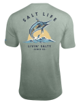 Salt Life Men's, Living Salty, SLX, SS, Crew, NP, Sagebrush Heather, S