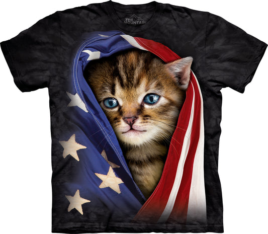 The Mountain Men's Patriotic Kitten Flag T-Shirt