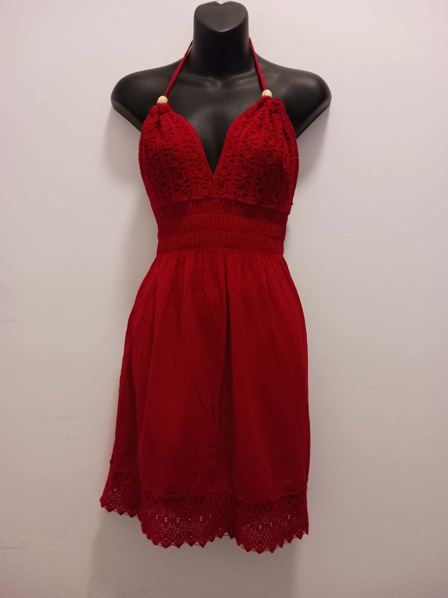 Cotton Collection Woman's Bead Halter Dress D203