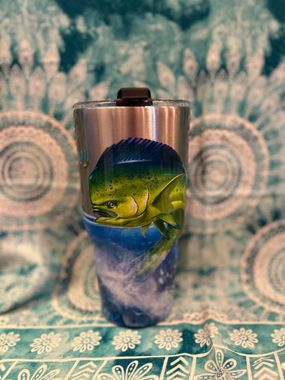 ID SA Souvenir Tumbler Cup With Straw, Fish