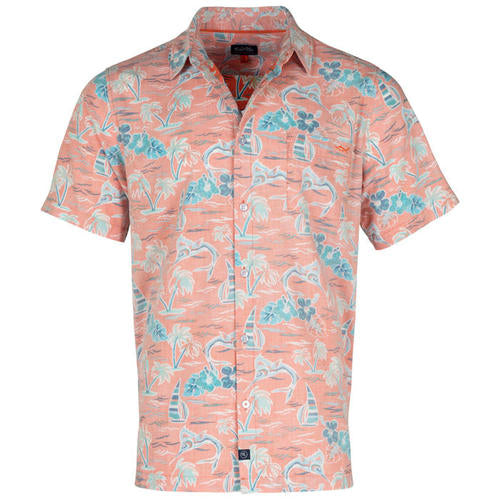 Salt Life Men's, Ocean Drift, SS , Button, Coral,