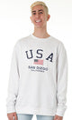 Isaac's Designs USA Embosing Crewneck,White,3XL