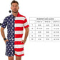 UZZI Men's Romper American Flag One Piece Casual USA Short Sleeve Jumpsuit Overalls