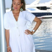 Square Cut Cotton Collection Woman's V-neck Dress WC404