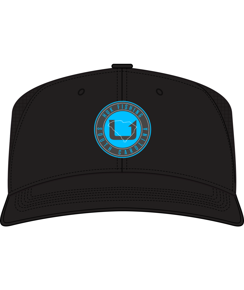 HUK Circle Carolina Trucker Hat, Black