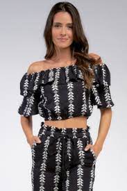 Elan Off Shoulder Crop Top Black