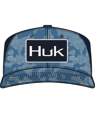 HUK Running Lakes Stretch Trucker Hat Titanium Blue S