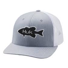 HUK Bass Trucker Hat, Heather Grey
