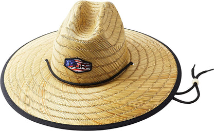 HUK Men's Camo Patch Straw Wide Brim Fishing Hat + Sun Protection, Americana