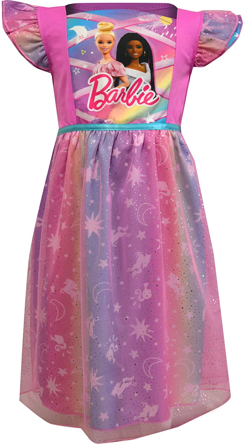 Barbie Girls' Nightgown with Rainbow Overlay