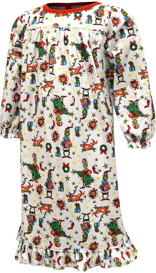 Komar Kids Girls' Dr. Seuss The Grinch Traditional Toddler Girls Nightgown