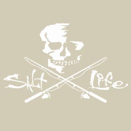 Salt Life Skull and Pole Decal, White, S