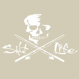 Salt Life Skull and Pole Decal, White, M