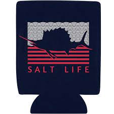 Salt Life Cabin Flag Can Koozie Navy