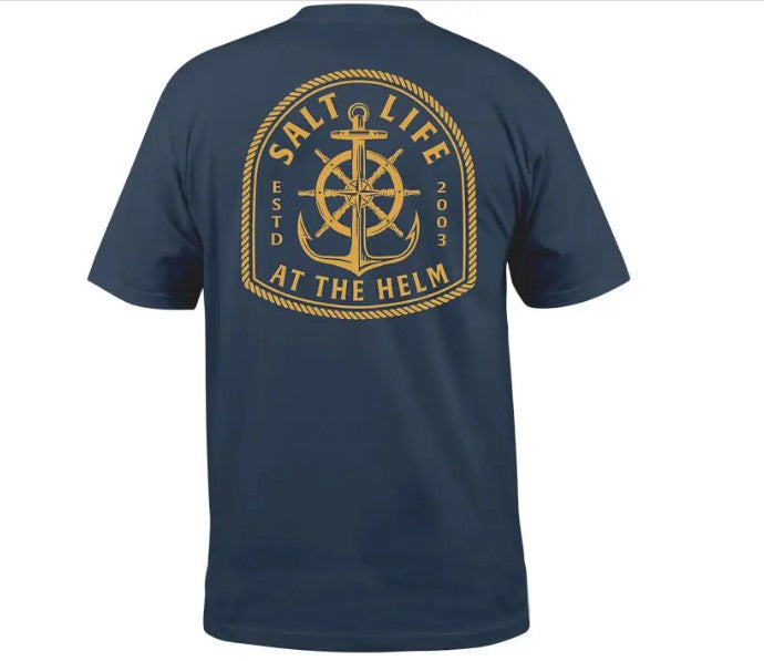 Salt Life Men's At The Helm Navy Short Sleeve Tee Shirt