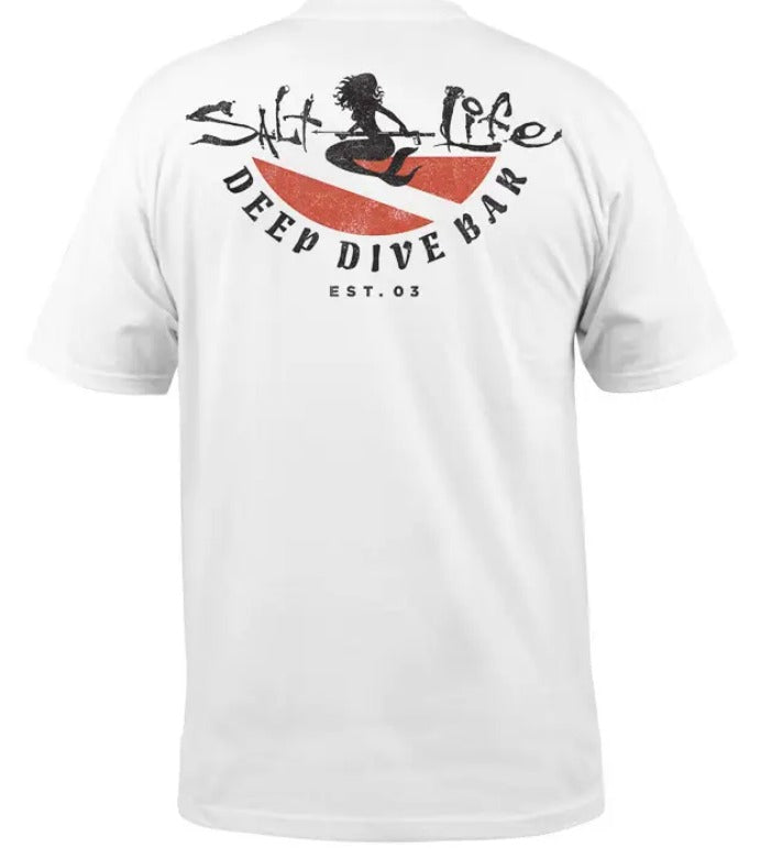 Salt Life Men's Deep Dive Bar Pocket T-shirt, White, 2XL